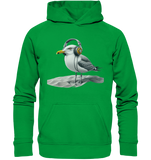 Wattvogel® Möwe mit Kopfhörer im Sand - Unisex Hoodie