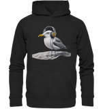 Wattvogel® Möwe mit Kopfhörer im Sand - Unisex Hoodie