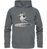 Wattvogel® Möwe mit Kopfhörer im Sand - Unisex Hoodie