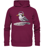 Wattvogel® Möwe mit Kopfhörer im Sand - Unisex Hoodie