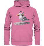 Wattvogel® Möwe mit Kopfhörer im Sand - Unisex Hoodie