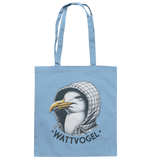 Motiv Möwe mit Kaputze Schriftzug Wattvogel  - Baumwolltasche