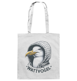 Motiv Möwe mit Kaputze Schriftzug Wattvogel  - Baumwolltasche