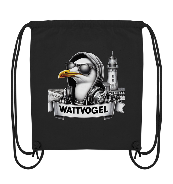 Wattvogel® Möwe mit Sonnenbrille und Kaputze - Organic Gym-Bag