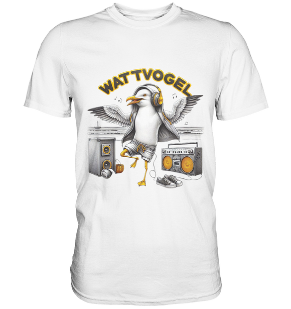 Tanzende Möwe Wattvogel® am Strand - Premium Shirt