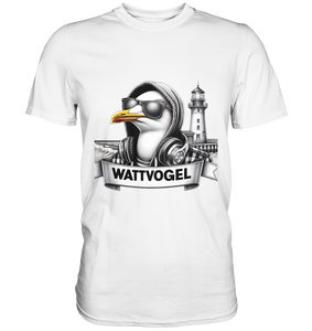 Wattvogel® Möwe mit Sonnenbrille und Kaputze - Premium Shirt