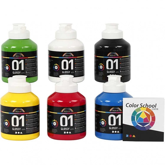 A-Color Acrylfarben Set 6 Flaschen je 500 ml
